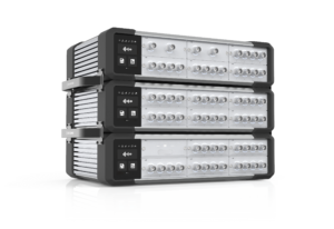 Stacked SonoDAQ Pro modular DAQ systems for scalable channel expansion.