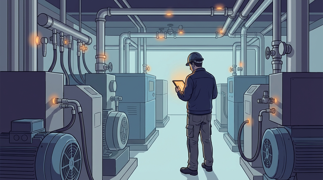 Hidden compressed air leaks causing energy and capacity loss in an industrial plant