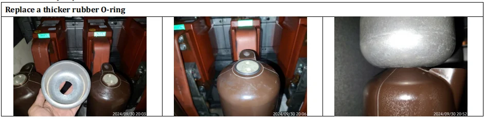 Repair showing replacement with a thicker O-ring beneath the field deflector to correct floating PD.