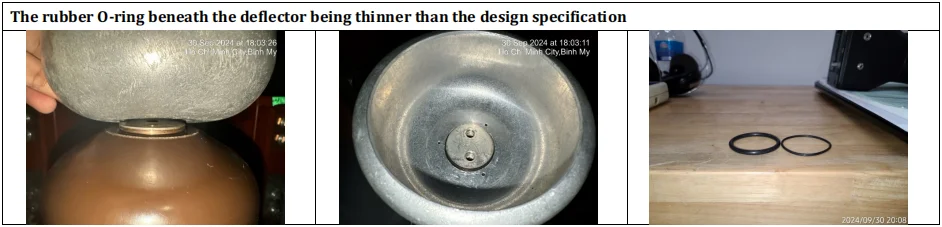 Inspection showing the thin O-ring beneath the field deflector, identified as the root cause of floating PD.