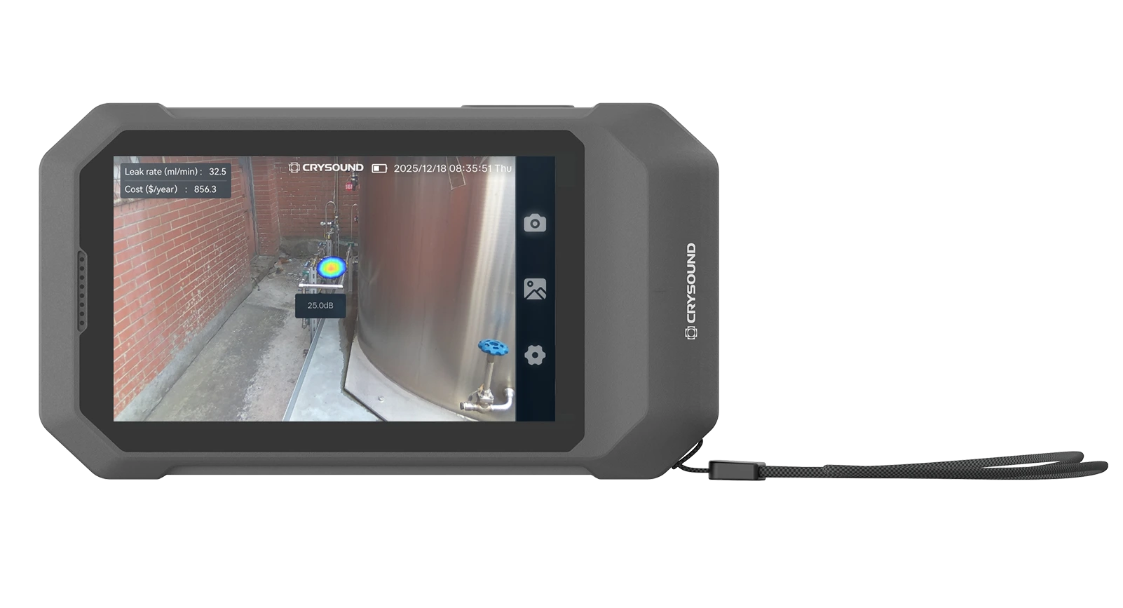 CRYSOUND POCKET acoustic imaging camera front view for leak detection