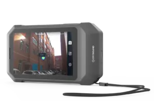 CRYSOUND POCKET acoustic imaging camera side view showing leak detection