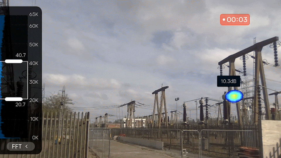 Acoustic camera detecting partial discharge on high-voltage equipment in an electrical substation