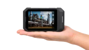 Portable acoustic imaging camera detecting industrial equipment leaks