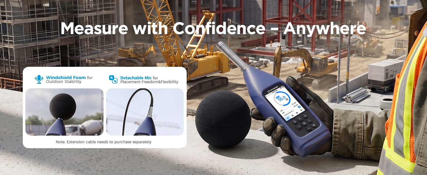 CRY2832-2 Lite sound level meter for outdoor, construction and industrial noise measurement application