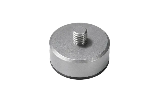 TA0104 Flat Magnetic Base, Ø24 × 7 mm, M5 or 1/4-28 Male Thread, Insulation Resistance ≥100 MΩ, 110 N Holding Force, Operating Temperature ≤80°C.